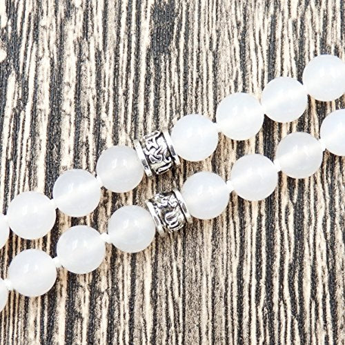 mala Beads Necklace for Women Man, mala Bracelet, Prayer Beads Necklace - color: white agate