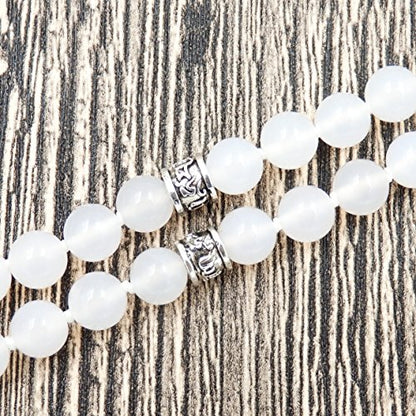 mala Beads Necklace for Women Man, mala Bracelet, Prayer Beads Necklace - color: white agate