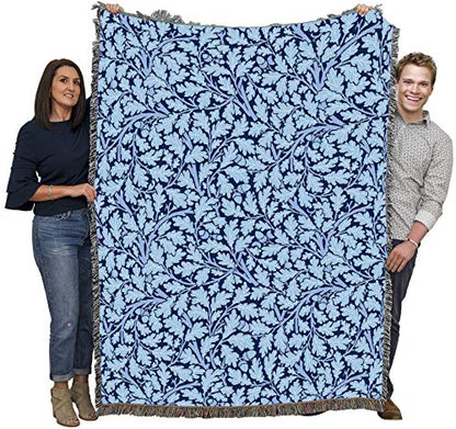 Pure Country Weavers William Morris Oak Tree Blues Blanket - Arts & Crafts - Gift Tapestry Throw Woven from Cotton - Made in the USA (72x54) - color: Blues, size: Large