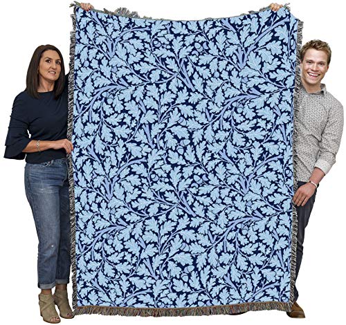 Pure Country Weavers William Morris Oak Tree Blues Blanket - Arts & Crafts - Gift Tapestry Throw Woven from Cotton - Made in the USA (72x54) - color: Blues, size: Large