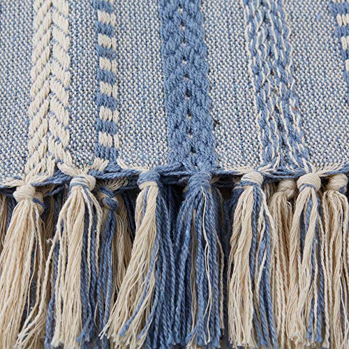 DII Braided Striped Decorative Throw Blanket, 50x60, Stonewash Blue - color: Stonewash Blue