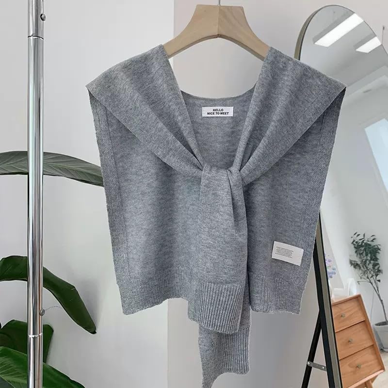 Women's Knitted Sweater Shawl Wrap - Lightweight Scarf/Cape for Downtown Girl, Casual Pashmina Shawls Fashion Accessories - color: Grey