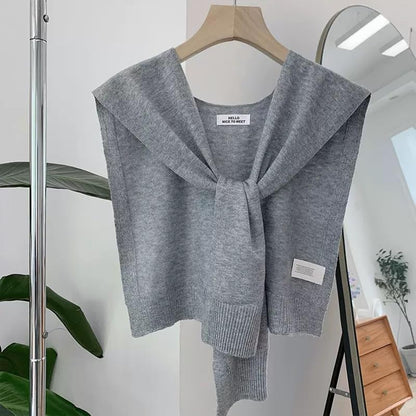 Women's Knitted Sweater Shawl Wrap - Lightweight Scarf/Cape for Downtown Girl, Casual Pashmina Shawls Fashion Accessories - color: Grey