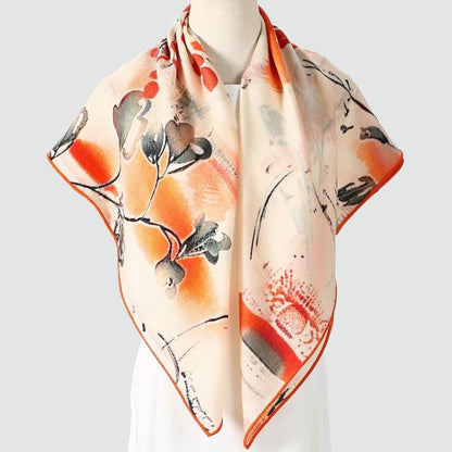 Cashmere-soft Mercerized wool Shawl Pashmina Lightweight Travel Wrap & Evening Scarf |Office |Wedding - color: 20 Orange