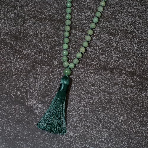 8mm Natural Stone 108 Mala Beads Necklace for Men and Women - color: Green Aventurine