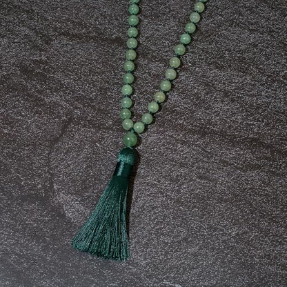 8mm Natural Stone 108 Mala Beads Necklace for Men and Women - color: Green Aventurine