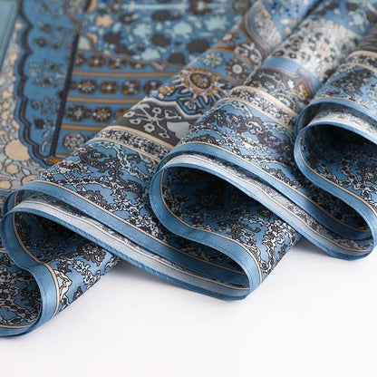100% Mulberry Silk Long Scarf for Women Large Shawls for Headscarf and Neck- Oblong Hair Wraps with Gift Packed - color: Pale Blue Flowers