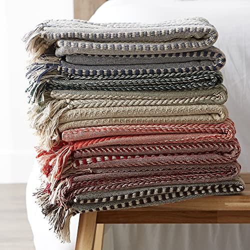 DII Braided Striped Decorative Throw Blanket, 50x60, Dark Green - color: Dark Green