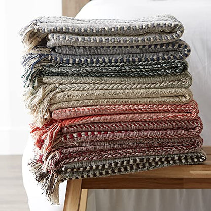 DII Braided Striped Decorative Throw Blanket, 50x60, Dark Green - color: Dark Green