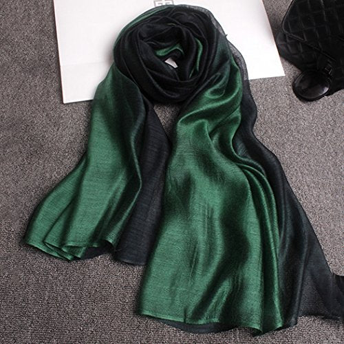 Cotton Silk Scarf Elegant Soft Wraps Color Shade Scarves for Women - color: Dark Green