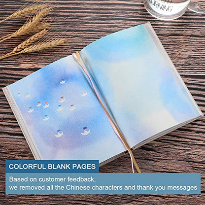 SIIXU Colorful Blank Notebook, Unruled Personal Diary Journals to Write in for Women, Hardcover Writing Notepad Gift, Unique Watercolor Design, 192 Pages, 2 Bookmarks, Unlined