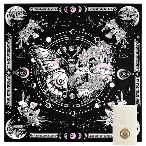 Knana Tarot Card Cloth Velvet Tarot Cloth and Bag Altar Cloth Butterfly Pattern Tarot Mat