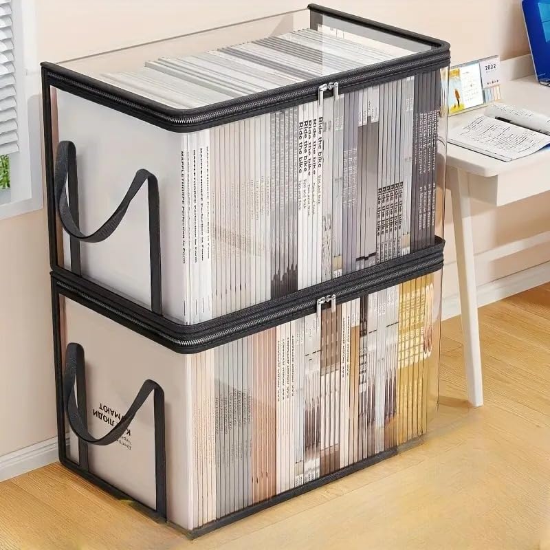 Large Clear Plastic Storage Box with Lid, Stackable Organizer Bin for Home & Office, Heavy Duty Container for Clothes, Books, Snacks