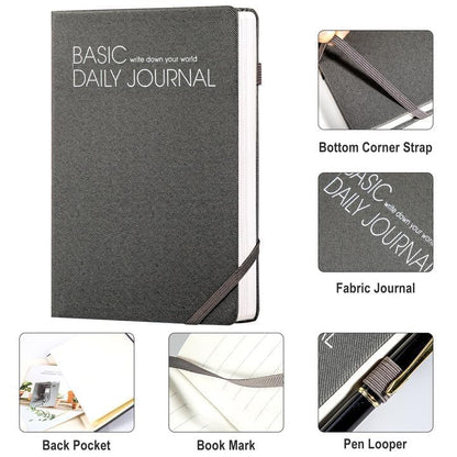 CAGIE Lined Journal Notebook for Work 256 Pages Hardcover Journals for Writing with Pen Loop A5 Daily Journaling Notebooks with Pocket, 5.7" x 8.3", Grey - color: 01 grey