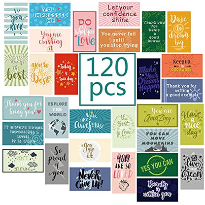 Outus 120 Pcs Motivational Encouragement Quote Cards Inspirational Kindness Appreciation Gratitude Business Encouragement Mini Note Cards, 30 Styles, 3.5 x 2 Inch(Bright Style) - style: Bright Style