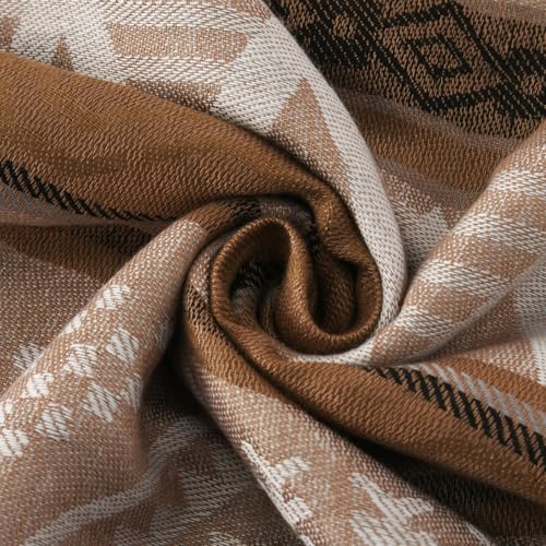 Paisley Pashmina Rave Shawl Scarf-Women's Reversible Ethnic Jacquard Pashmina Wraps for Travel - color: G#. White Grey Coffee