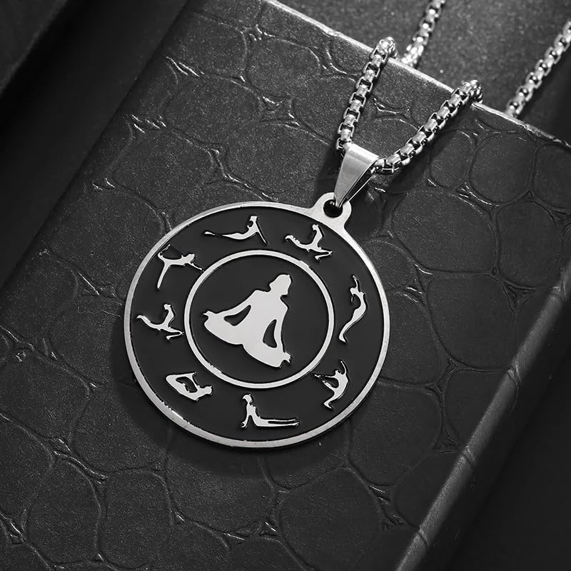 Stainless Steel Body Yoga Meditation Chart Pendant Necklace for Men and Women Sports and Leisure Style Jewelry Gifts