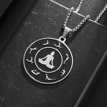 Stainless Steel Body Yoga Meditation Chart Pendant Necklace for Men and Women Sports and Leisure Style Jewelry Gifts