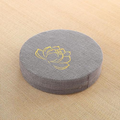 Zerodis Hard Foam Cotton Linen Meditation Cushion Comfortable Detachable Washable Minimalist Multifunctional for Balcony Living Room Tatami (Gray)