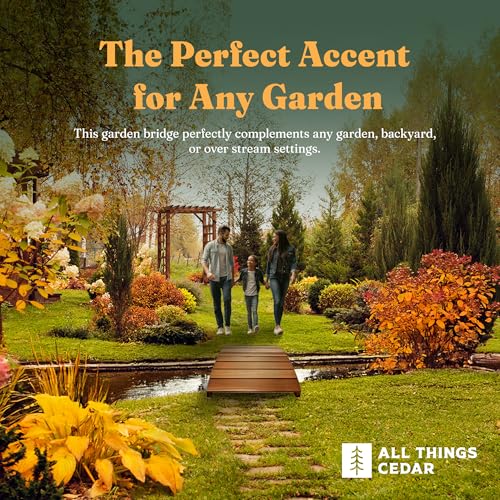 All Things Cedar Wooden Bridge, Outdoor Garden Walkway with Side Rails, 4', Natural - size: 4-Ft Bridge & Rails