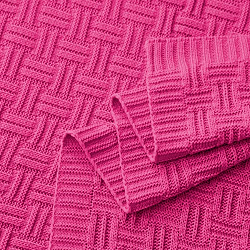 Aormenzy Soft Cozy Acrylic Throw, Cable Knit Blanket for Couch, Sofa, Bed - Hot Pink (1.7lb) 50x60 - color: Hot Pink