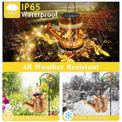 Solar Lights Outdoor Garden Decor, Dragonfly Hanging Watering Can Landscape Lights Waterproof Yard Decorations for Outside Porch Patio Backyard, Gardening Gift for Mom Grandma Women Birthday - style: Dragonfly