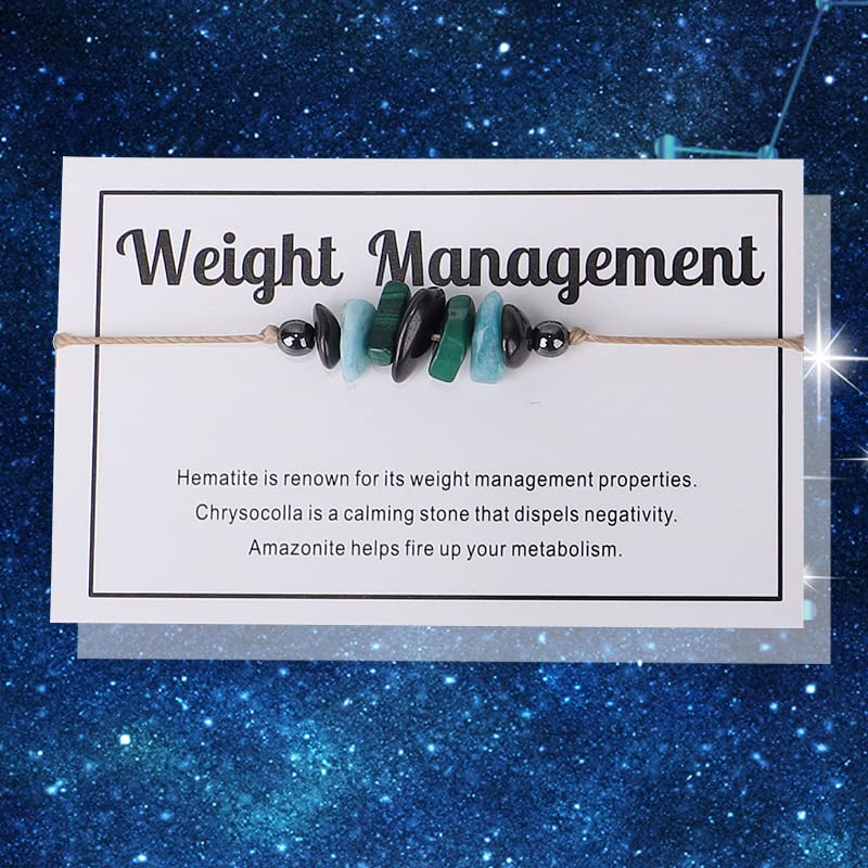 tenghong2021 Chakra Crystal Beaded Bracelet with Wish Card Adjustable Spiritual Anxiety Stone Beads Braide String Bracelet Yoga Meditation for Women Men Jewelry Birthday Gifts - style: Weight Management