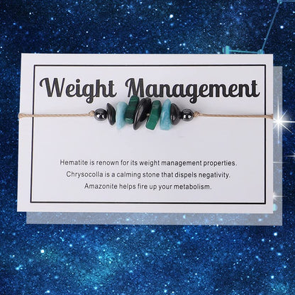 tenghong2021 Chakra Crystal Beaded Bracelet with Wish Card Adjustable Spiritual Anxiety Stone Beads Braide String Bracelet Yoga Meditation for Women Men Jewelry Birthday Gifts - style: Weight Management