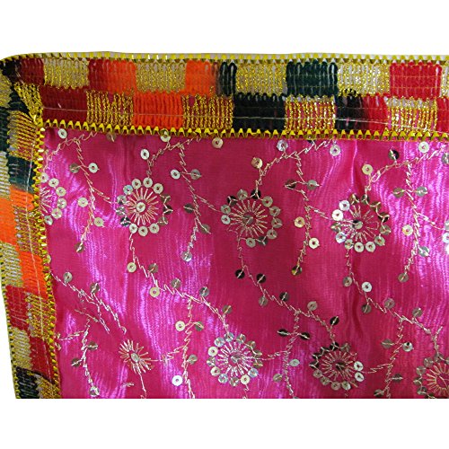 Indian Yoga Meditation Shimmer Sequin Silk Square Prayer Altar Cloth (25" x 25) (Pink) - color: Pink