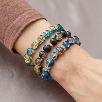 LANG XUAN Beaded Stretch Bracelets for Women Men Healing Crystal Stone Bracelet Bead Adjustable Unisex Gemstones Bracelets 10MM Weave Jewelry Gifts - color: 3pcs Stretch