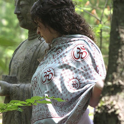 Prabhuji's Gifts Meditation Yoga Prayer Shawl with Om Symbol, Multi-Use Wrap - Unisex