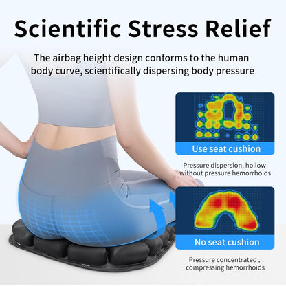Starlo Sondour Travel Seat Cushion, Airplane Cushion Long Flight, Portable Airline Cushion with Air Pump, Wheelchair Cushion;Pressure Relief Inflatable Seat Cushion (Round Black) - color: Round Black