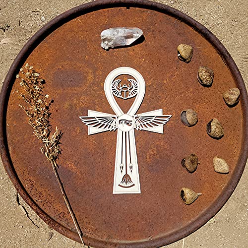 Fourth Level MFG 12" Ankh, Sacred Geometry Wood Wall Art, Ancient Egyptian Hanging Home Decor, Eternal Symbol, Key of Life Sculpture, Good Spiritual Energy - color: 12" Ankh