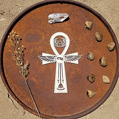 Fourth Level MFG 12" Ankh, Sacred Geometry Wood Wall Art, Ancient Egyptian Hanging Home Decor, Eternal Symbol, Key of Life Sculpture, Good Spiritual Energy - color: 12" Ankh