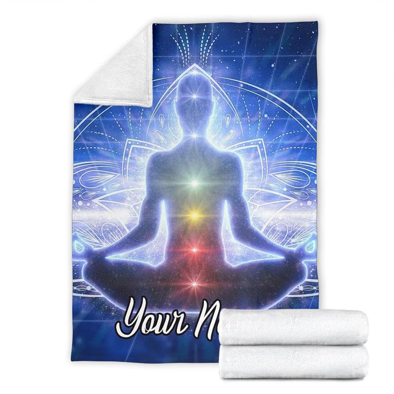 Personalized Chakra Meditation Blanket – Custom Name Spiritual Healing Throw – Yoga Zen Energy Gift for Men Women – Galaxy Style (Small 30x40 Inches) - size: Small 30x40 Inches