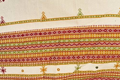 Exotic India Shawl from Kutch with Embroidered Bootis and Mirrors - Wool - color: Banana Crepe