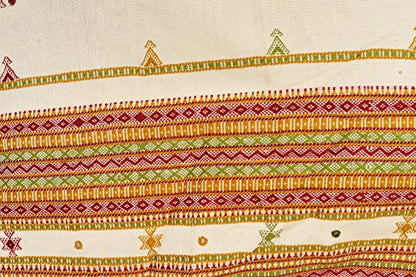 Exotic India Shawl from Kutch with Embroidered Bootis and Mirrors - Wool - color: Banana Crepe