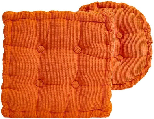 Two Styles of Meditation Floor Cushions, Large Square and Round, Suitable for Adult use, Corduroy Cushions, Used in Living Room, Balcony, Dining Chair(Orange,16" x 16") - color: Orange, size: 16" x 16"