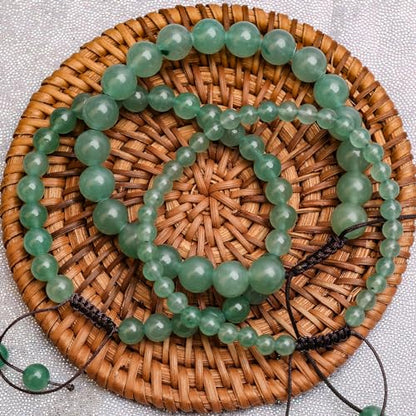 BONNY BOXX Braided Genuine Bracelet, Elegant Handcrafted Natural Gemstone Crystal Bracelet Healing Power Energy Inspirational Gifts with Card for Unisex - color: Green Aventurine, size: 10MM