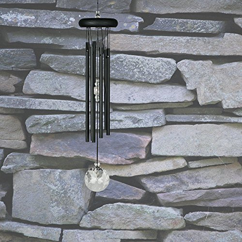 Woodstock Wind Chimes for Outside, Garden Decor, Outdoor Decor for Your Patio and Porch (16") Woodstock Crystal Meditation Black Wind Chimes Gifts (CCMK)