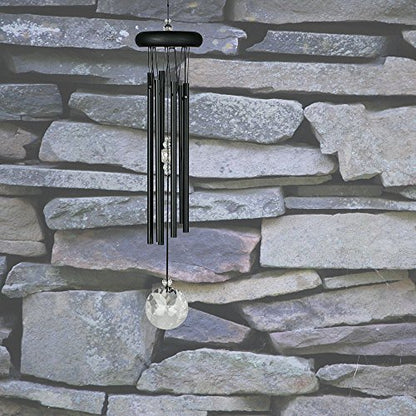 Woodstock Wind Chimes for Outside, Garden Decor, Outdoor Decor for Your Patio and Porch (16") Woodstock Crystal Meditation Black Wind Chimes Gifts (CCMK)