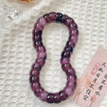 MUDI Bracelet For Women, Bodhi Seed Beads Bracelets Fidget Healing Energy Protection Stretch to My Man Jewelry Gift - color: Oval Purple