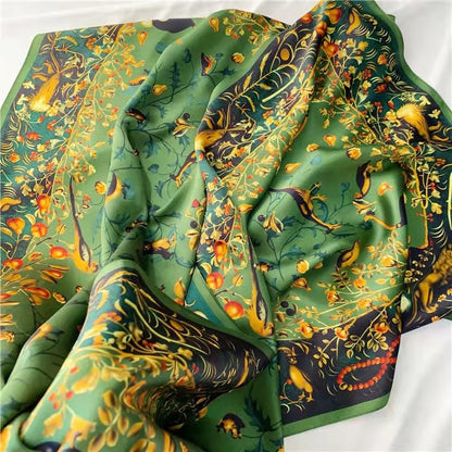 100% Mulberry Silk Long Scarf for Women Large Shawls for Headscarf and Neck- Oblong Hair Wraps with Gift Packed - color: Jade Green