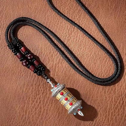 Vivian&CD Good Luck Necklace for Women and Men, Spinner Charm Necklace Luck Amulet Protection Necklace Meditation Prayer Wheel Rotatable Pendant Necklace jewelry for Women and Men - style: prayer wheel