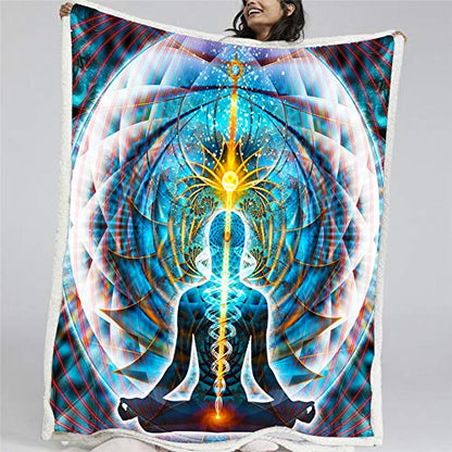 Chakra Throw Blanket | Meditation Fleece Blanket | Galactic Body (Medium)