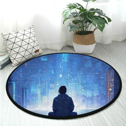 Washable 3ft Meditating Figure Round Area Rug Carpet Non-Slip Soft No Shedding Ideal for Bedroom Kitchen Living Spaces - color: Color-13, size: 3' (Round)