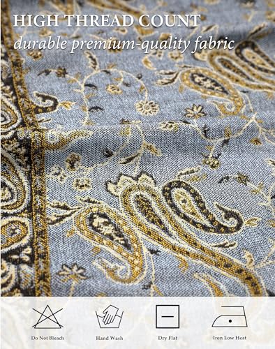 Achillea Reversible Paisley Pashmina Rave Scarf – Exotic Indian Shawls and Wraps for Evening Dresses, Festivals, All Seasons - color: Steel Blue