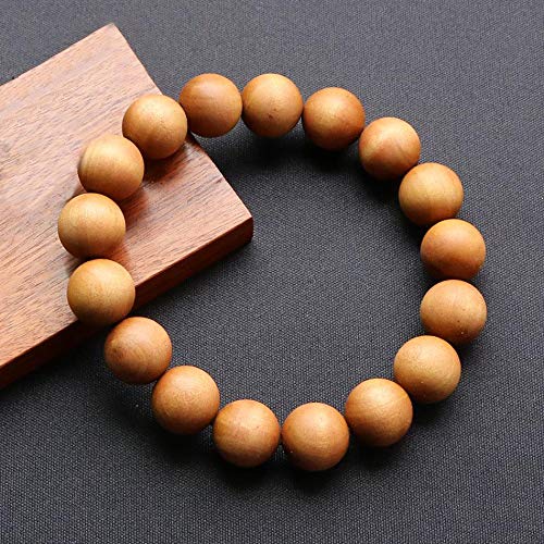 Sandalwood Bracelet for Women Men Buddhist Prayer Strand Chandan Bracelet Handmade Stretchable Elastic Sandalwood Beaded Wristbands for Yoga Meditation - style: 12mm Beads