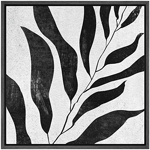 SIGNWIN Framed Canvas Print Wall Art Faded Willow Leaf Silhouette Nature Plants Illustrations Modern Art Tropical Dramatic Dark Black and White for Living Room, Bedroom, Office - 16"x16" Black - color: B16-2103-nature-yuki14, size: 16"L x 16"W