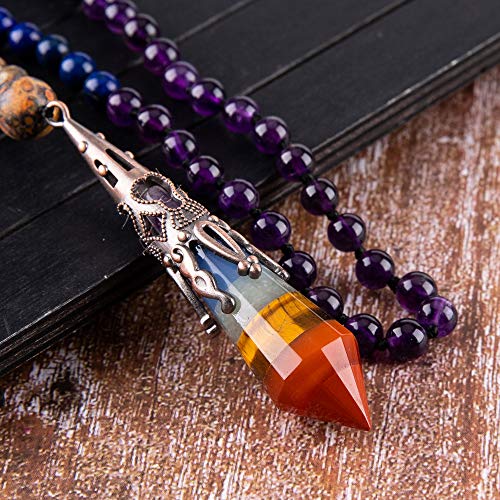 Bivei 108 Mala Beads Bracelet Real Gemstone Yoga Pendants Meditation Hand Knotted Mala Prayer Necklace